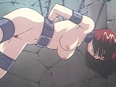 Chained hentai gets dildoed pain in the neck and wetpussy