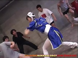 Chun-Li Cosplay Japanese Infant groped on every side eminent bukkake gangbang