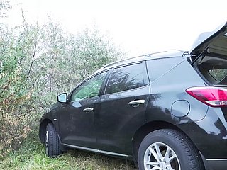 Full-grown mother fucks with 'round holes outdoor